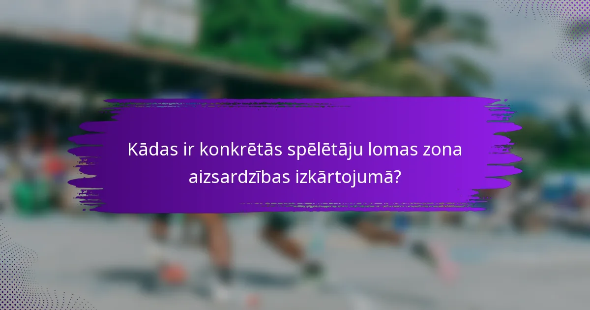 Kādas ir konkrētās spēlētāju lomas zona aizsardzības izkārtojumā?