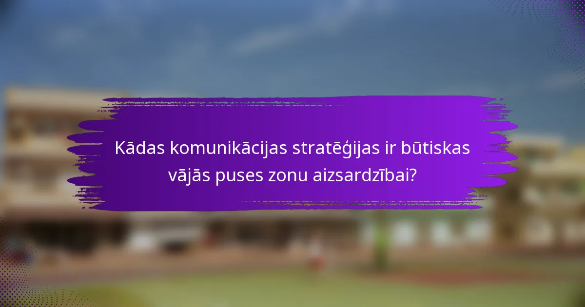 Kādas komunikācijas stratēģijas ir būtiskas vājās puses zonu aizsardzībai?