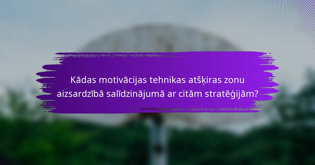 Kādas motivācijas tehnikas atšķiras zonu aizsardzībā salīdzinājumā ar citām stratēģijām?