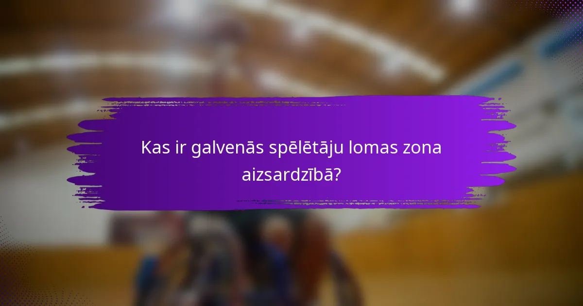 Kas ir galvenās spēlētāju lomas zona aizsardzībā?